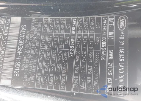 2017 Land Rover Range Rover Evoque Se Dynamic из США, поврежденный, VIN SALVC5BG5HH190128